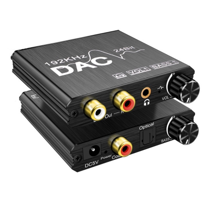 Адаптер - переходник, аудио-преобразователь с оптики (Toslink/SPDIF) на jack 3.5mm (AUX), RCA, регулятор звука