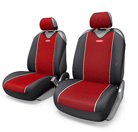 Майки на передние сиденья CARBON PLUS (2 штуки) черно-красные