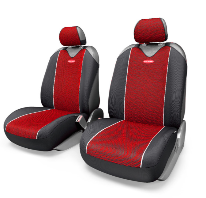 Майки на передние сиденья CARBON PLUS (2 штуки) черно-красные - фото 1 - id-p149060330