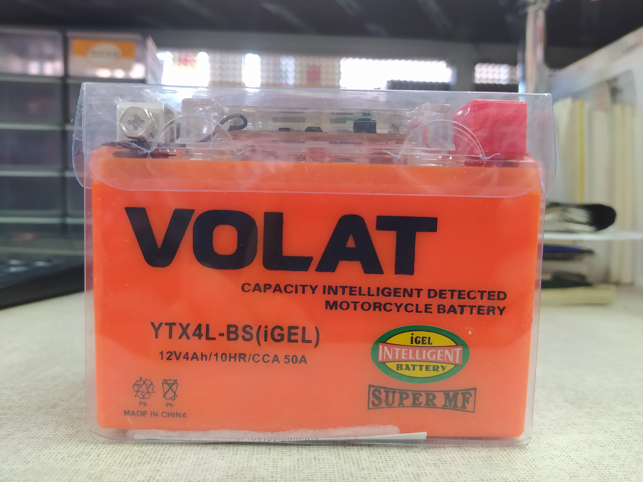 Мото аккумулятор VOLAT YTX4L-BS (iGEL) (4 A/h), 50A R+