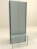 Шкаф металлический гардеробный 1750*700*500 с выдвижной скамейкой