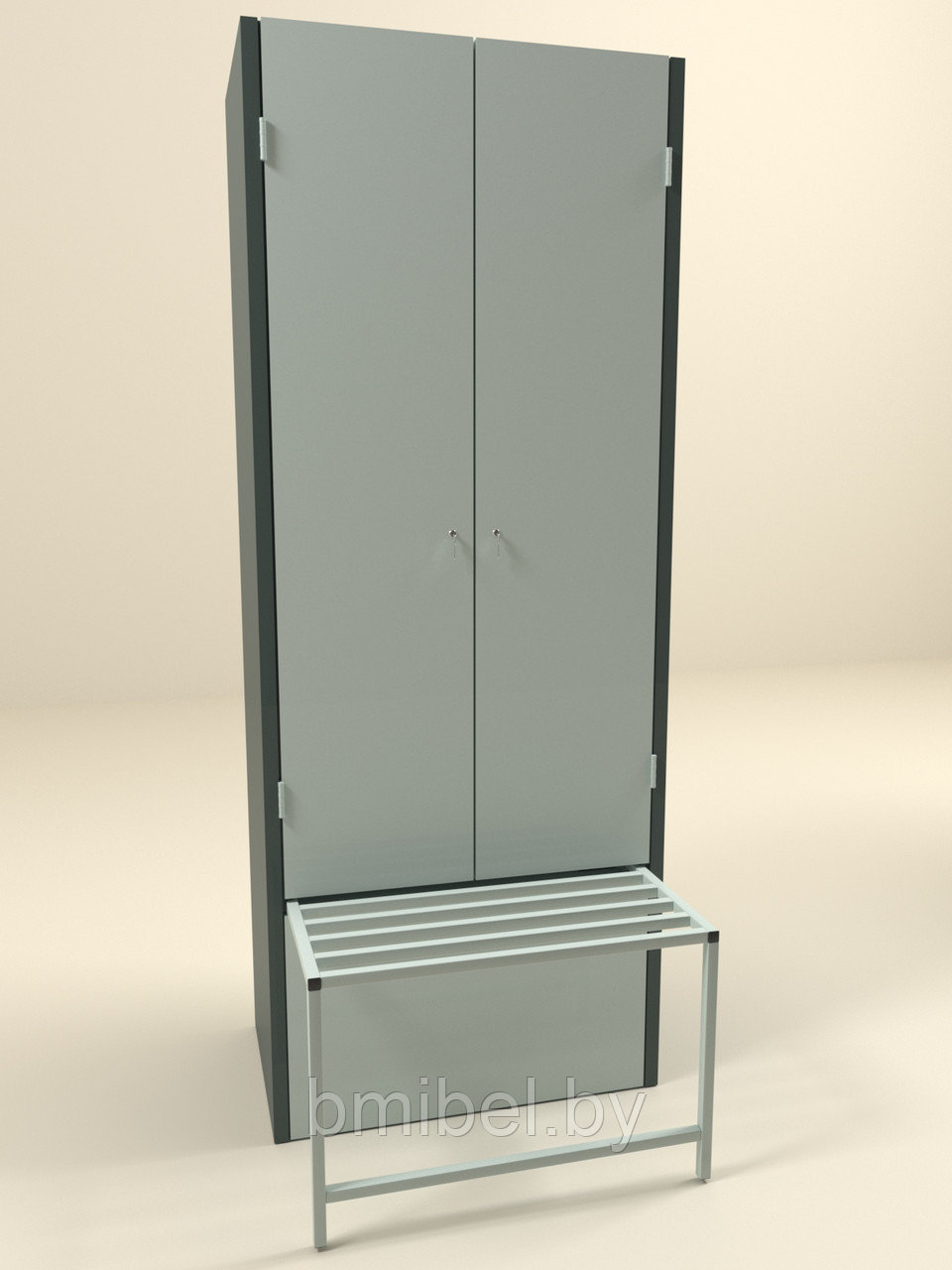 Шкаф металлический гардеробный 1750*800*500 с выдвижной скамейкой