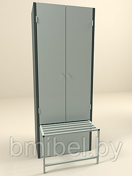 Шкаф металлический гардеробный 1750*800*500 с выдвижной скамейкой