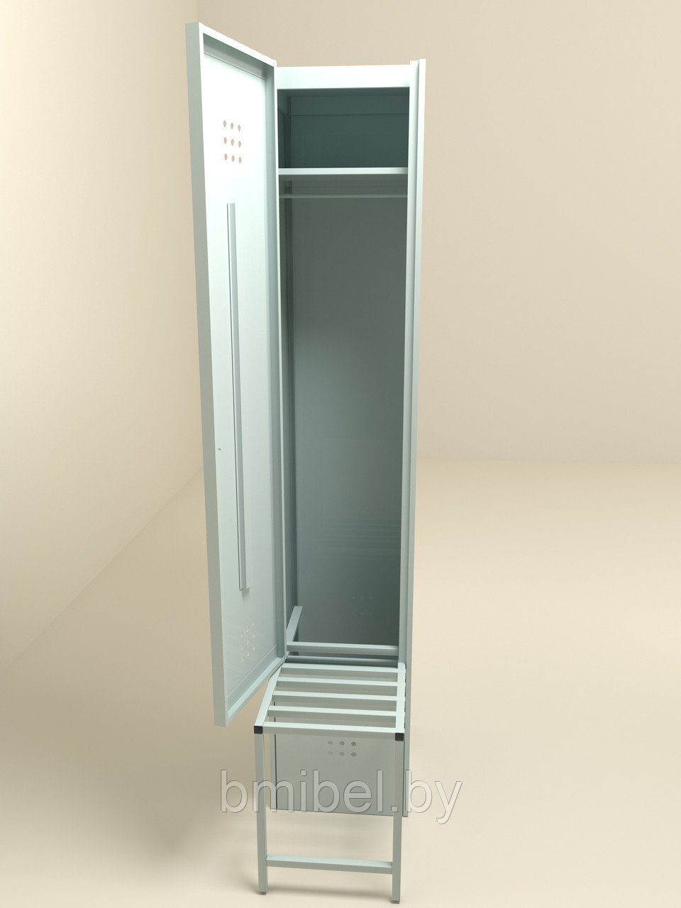 Шкаф металлический гардеробный 1750*300*500 (0,6мм) с выдвижной скамейкой - фото 2 - id-p149074900