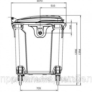 Пластиковый контейнер для мусора ESE 1100 л красный - фото 5 - id-p73157293