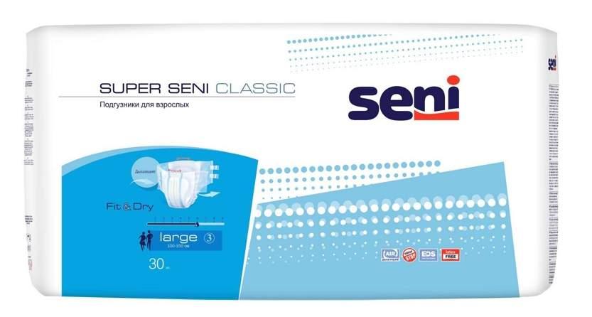 Подгузники для взрослых Super Seni Classic, размер 3 (Large), 30 шт. - фото 1 - id-p149126033