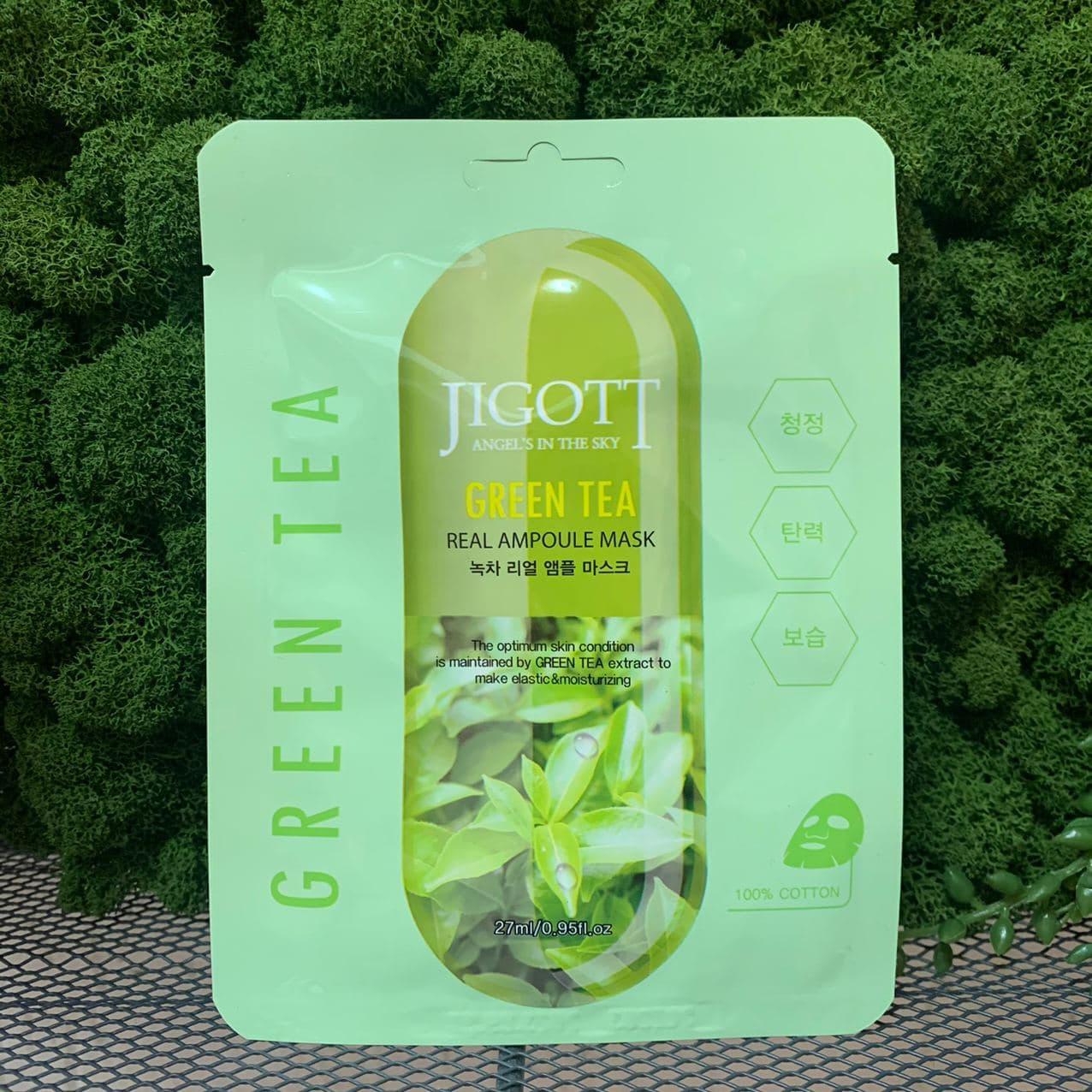 Тканевая маска JIGOTT Real Ampoule Mask Green Tea