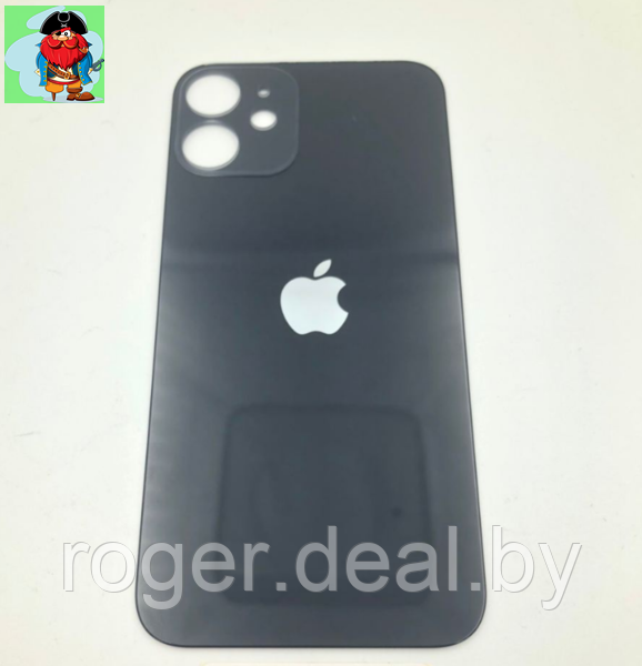 Задняя крышка (стекло) для Apple iPhone 12 mini, цвет: черный (широкое отверстие под камеру) - фото 1 - id-p149144276