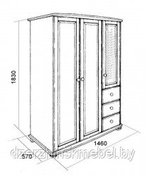 Шкаф из массива сосны "Фалько 2" МД 849-03 (3-х ств) (без зеркала).Производитель "МогилевДрев". РБ - фото 3 - id-p149156207
