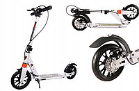 Самокат двухколесный Urban Scooter 116D с дисковым тормозом и 2 амортизаторами Белый