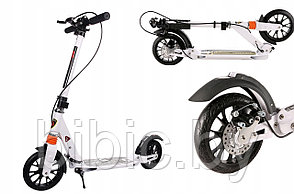 Самокат двухколесный Urban Scooter 116D с дисковым тормозом и 2 амортизаторами Белый