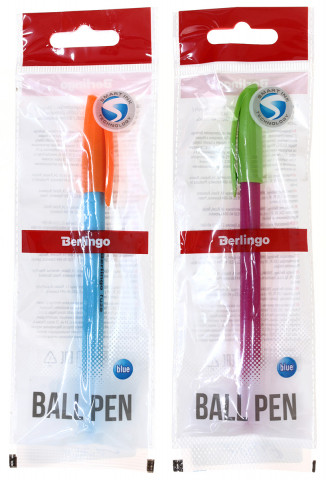 Ручка шариковая одноразовая Berlingo Triangle Fuze Stick корпус ассорти, стержень синий (в пакете с