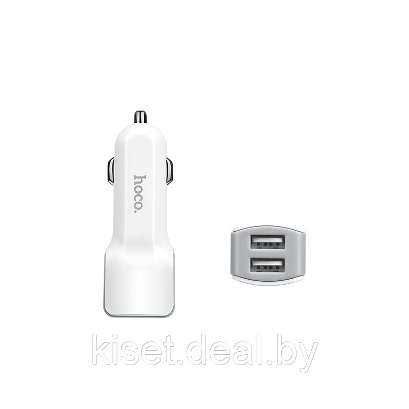 Автомобильное зарядное устройство HOCO Z23 2USB 2.4A с кабелем microUSB белое - фото 2 - id-p149226206