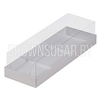 Коробка для 3 муссовых пирожных с пластиковой крышкой (Россия, 260х85х60 мм)070520