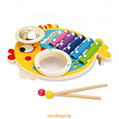 Музыкальный центр для детей - Рыбка 3в1: ксилофон, барабан, тарелка, Mapacha 76810