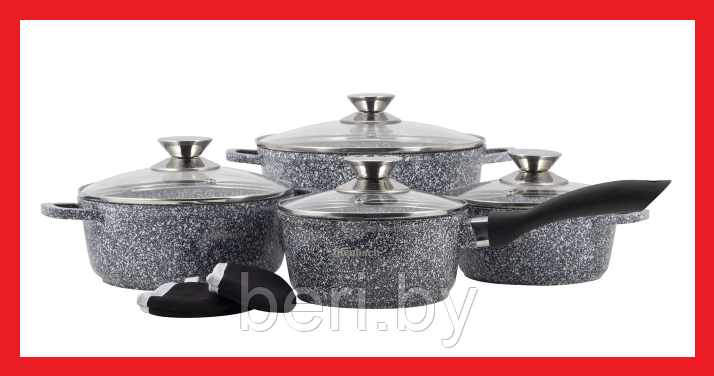 KM-100505 Набор кастрюль 4 шт с мраморным покрытием Ofenbach набор посуды с прихватками