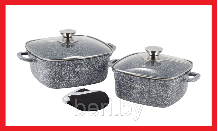 100508 Набор кастрюль с мраморным покрытием, набор посуды Ofenbach, с прихватками - фото 1 - id-p149270642