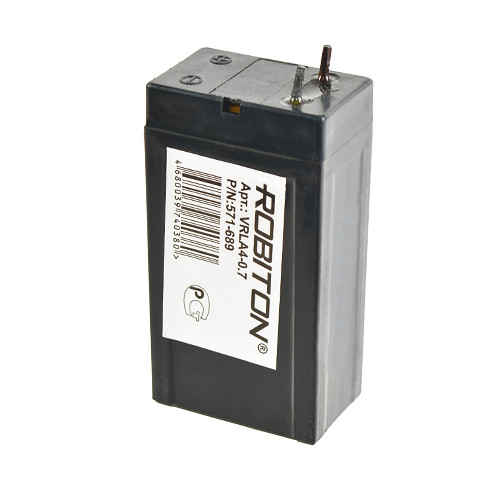 Аккумулятор ROBITON VRLA4-0.7 4В 0.7Ач (герметизированная свинцово-кислотная аккумуляторная батарея 4V, 0.7Ah) - фото 1 - id-p149281887