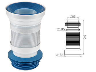 Удлинитель гибкий для унитаза, армированный 500 мм (Гофра для унитаза), AV Engineering