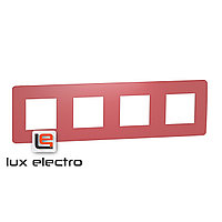 Рамка 4-постовая, красный/белый Unica Studio Color Schneider Electric