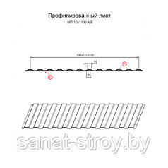 Профилированный лист МП-10х1100-A (ECOSTEEL_T-01-ЗолотойДуб-0,5) Золотой Дуб