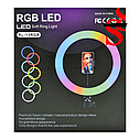 Кольцевая LED лампа RGB MJ-33 33 см. + штатив 2м. + держатель для телефона, фото 5