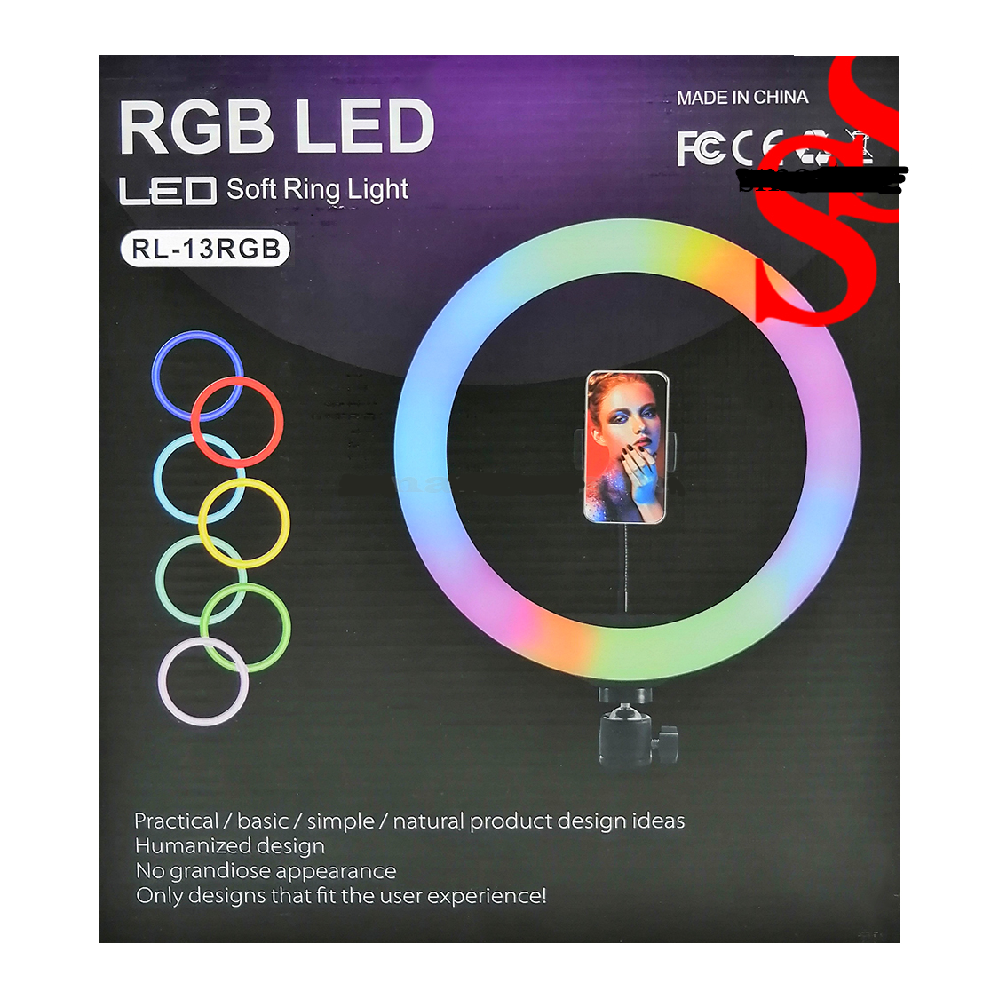 Кольцевая LED лампа RGB MJ-33 33 см. + штатив 2м. + держатель для телефона - фото 5 - id-p144433443