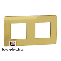 Рамка 2-постовая, золото/белый Unica Studio Metal Schneider Electric