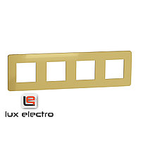 Рамка 4-постовая, золото/белый Unica Studio Metal Schneider Electric