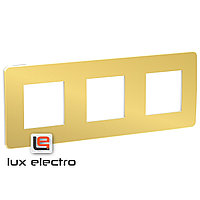 Рамка 3-постовая, золото/бежевый Unica Studio Metal Schneider Electric