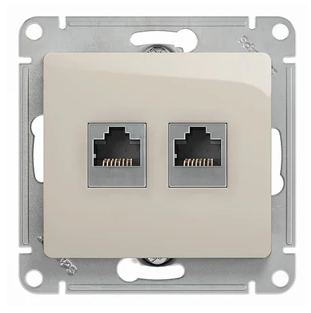 Розетка двойная RJ45+RJ45, кат.5E ПЕРЛАМУТР Schneider Electric GLOSSA ...