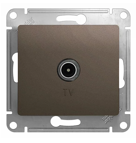 Телевизионная (ТВ,TV) розетка  проходная 4DB, ШОКОЛАД Schneider Electric GLOSSA
