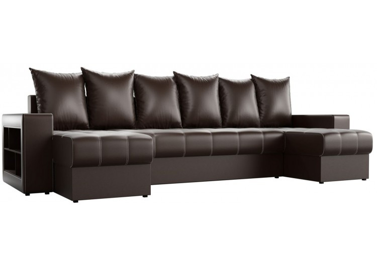 П-образный диван Дубай коричневая экокожа - фото 1 - id-p149225072