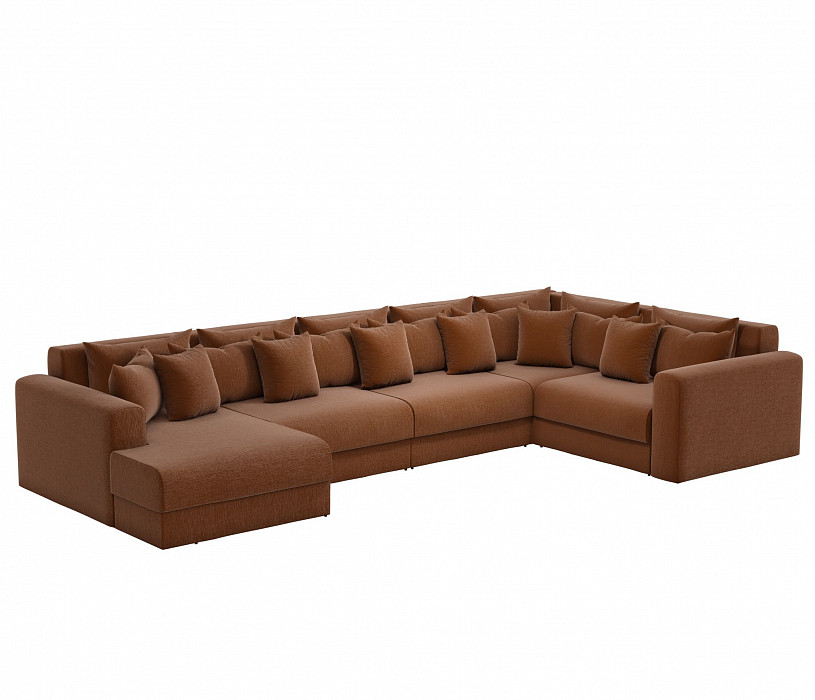 П-образный диван Мэдисон коричневая рогожка - фото 1 - id-p149225089