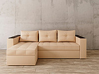 Угловой диван Константин с декором бежевая экокожа