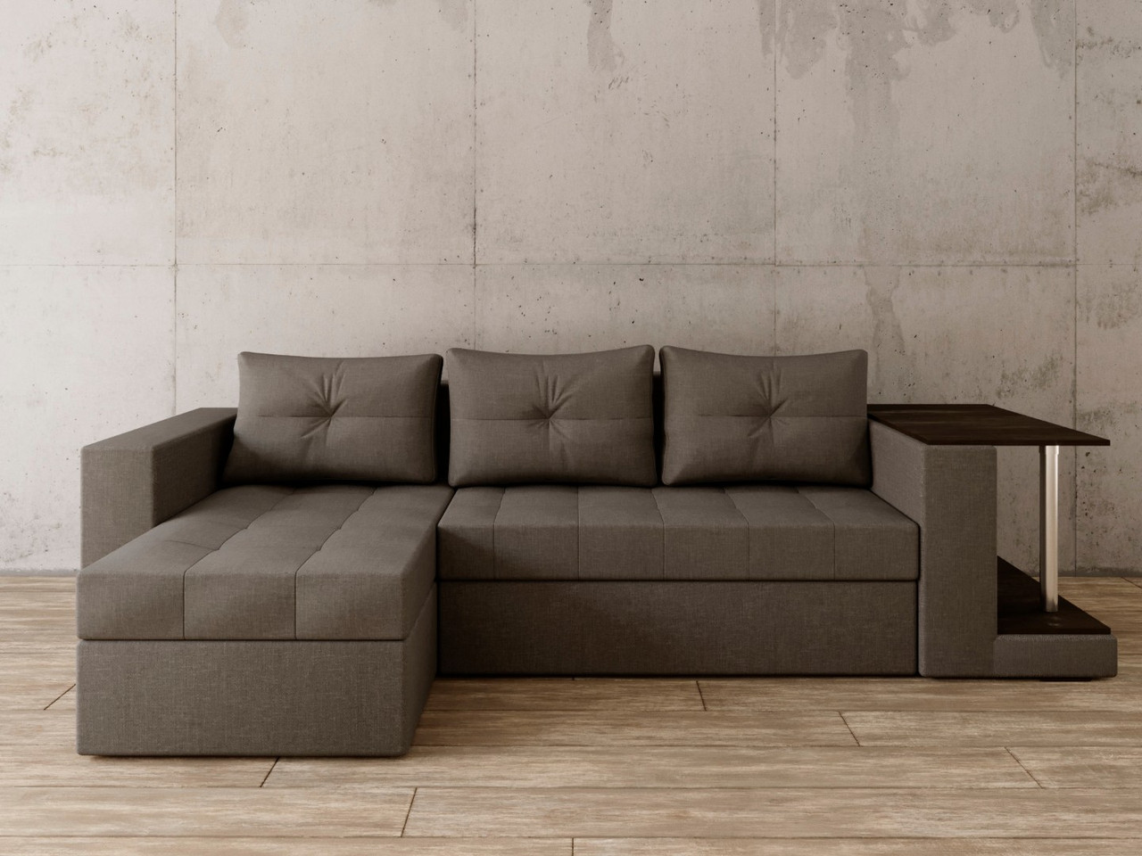 Угловой диван Константин со столом серая рогожка - фото 1 - id-p149225578