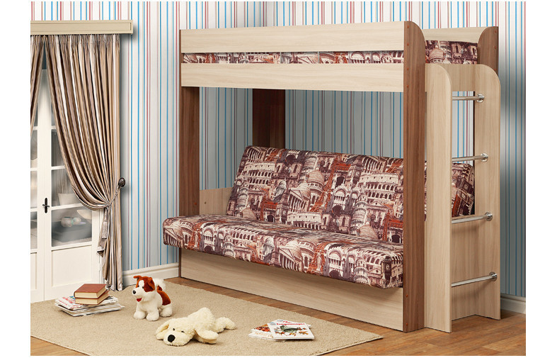 Кровать двухъярусная "Немо" чердак+диван (Лас Вегас, архитектура) Олмеко - фото 2 - id-p149225749