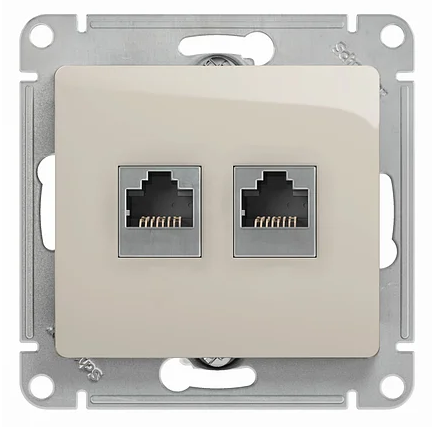 Розетка двойная RJ45+RJ45, кат.5E МОЛОЧНЫЙ Schneider Electric GLOSSA