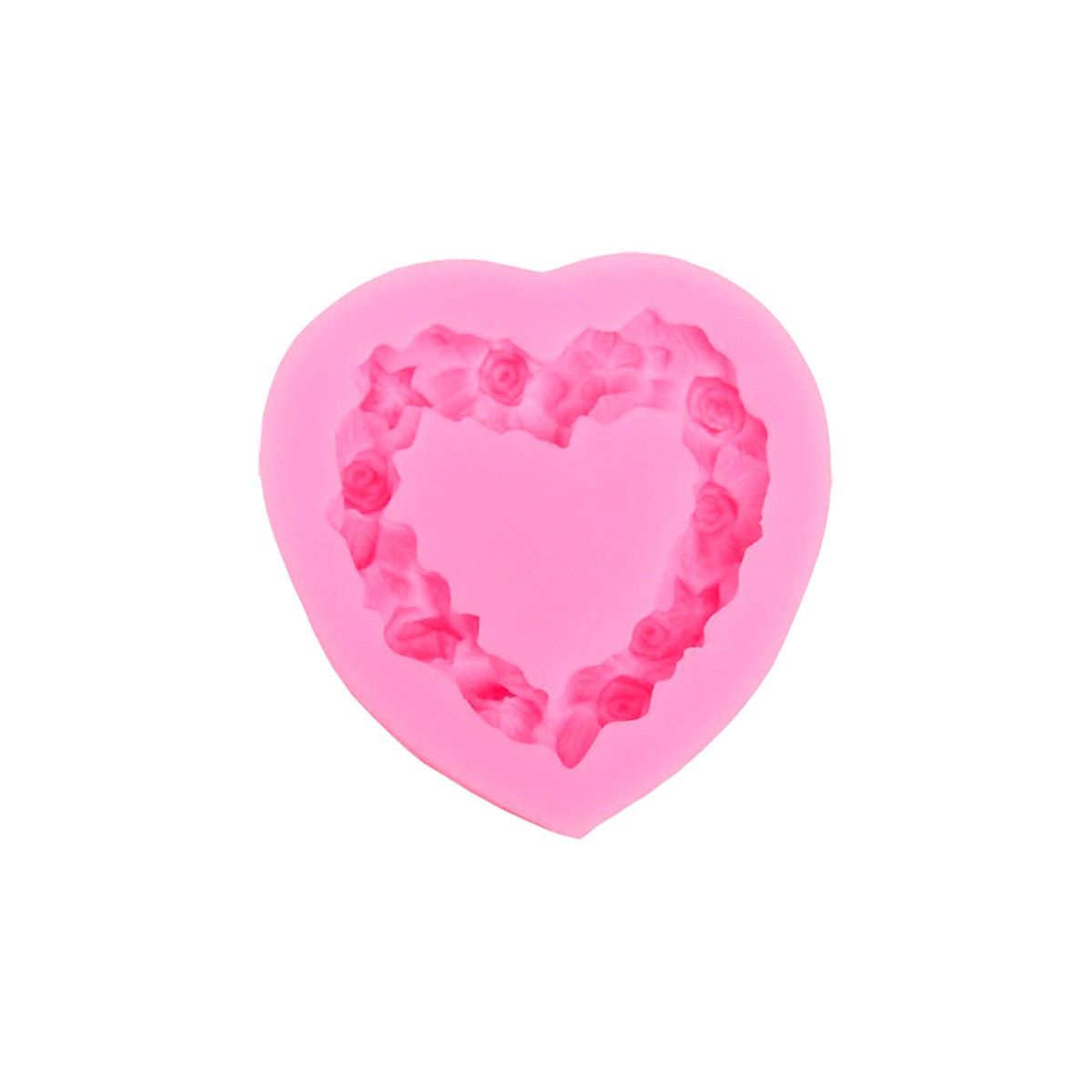 Молд силиконовый Сердце в розочках (Китай, 70х70х13 мм) - фото 1 - id-p149239151