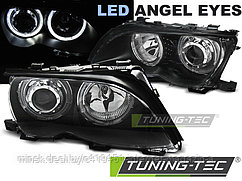Передние фары angel eyes led black для BMW 3 E46