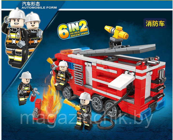 Конструктор Пожарная машина 6 в 1, 481 дет., 100044, аналог LEGO City Бесплатная доставка - фото 3 - id-p149422916