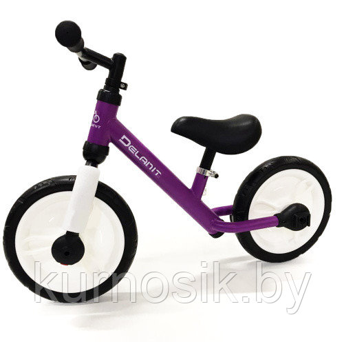 Велосипед-беговел детский 2 в 1 педали + доп.колеса Delanit TF-01 фиолетовый - фото 3 - id-p149433960