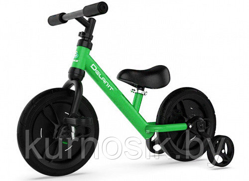 Велосипед-беговел детский 2 в 1 педали + доп.колеса Delanit (арт.TF-01) зеленый