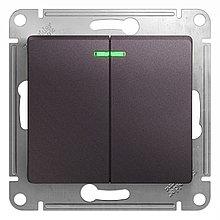 Выключатель двухклавишный с подсветкой, ГРАФИТ Schneider Electric GLOSSA - фото 1 - id-p147594033