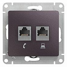 Розетка двойная RJ45+RJ45, кат.5E ГРАФИТ Schneider Electric GLOSSA