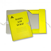 Папка на завязках Бюрократ PZ320MYEL картон мелованный 0.6мм 320г/м2 желтый(работаем с юр лицами и ИП)