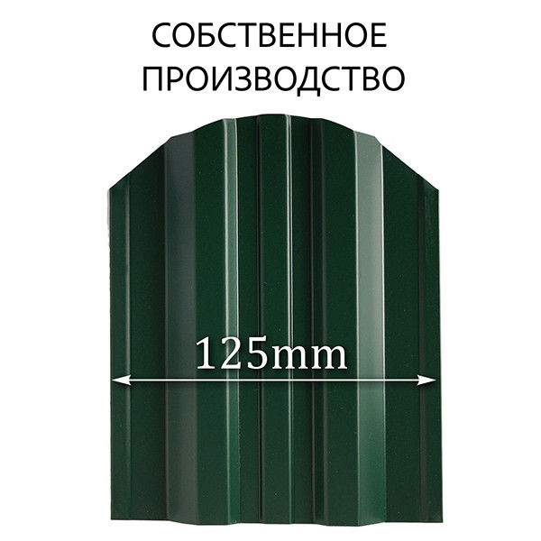 Металлоштакетник для забора «Веста» Глянцевый, зеленый RAL 6005-6005