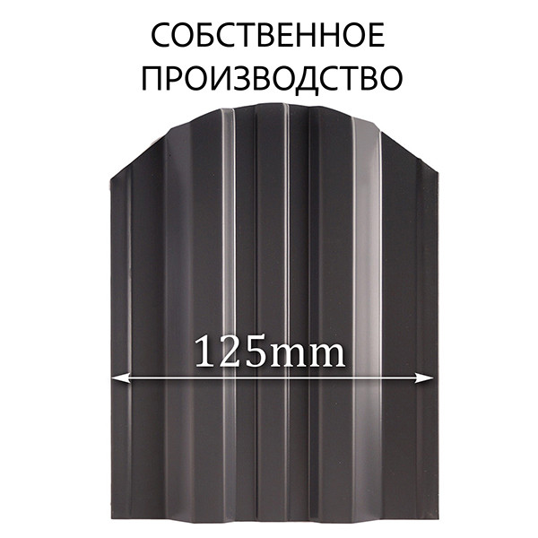 Металлоштакетник для забора «Веста» Глянцевый, серый RAL 7024-7024