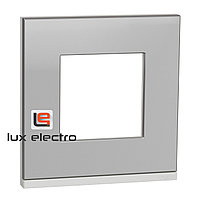 Рамка 1-постовая, горизонтальная, алюминий матовый/белый Unica Pure Schneider Electric