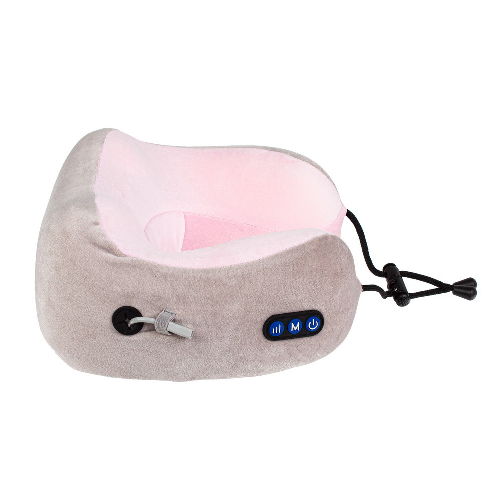 Дорожная подушка-подголовник для шеи с завязками Bradex KZ 0559 серо-розовая - фото 2 - id-p149507412